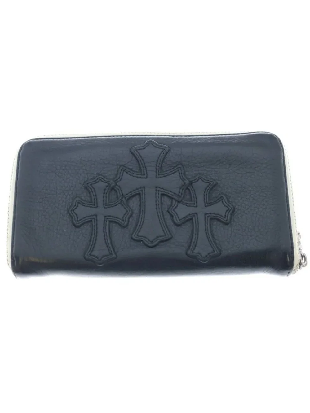 Chrome Hearts Rec Zip Cross Patch Zip Around Wallet Black